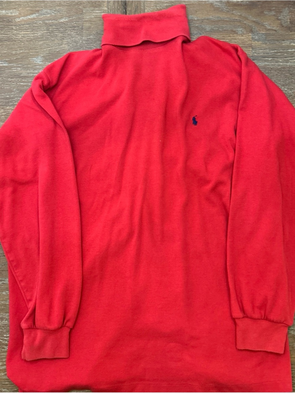 Vintage Polo Ralph Lauren Turtleneck Shirt Men's Large 90s Red Knit Cotton